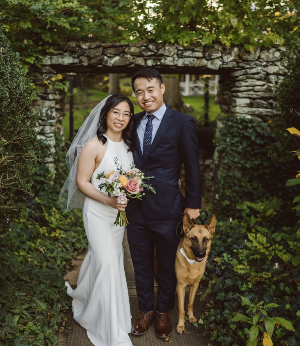 Bride and Groom outside of Airlie Wedding Warrenton Virginia