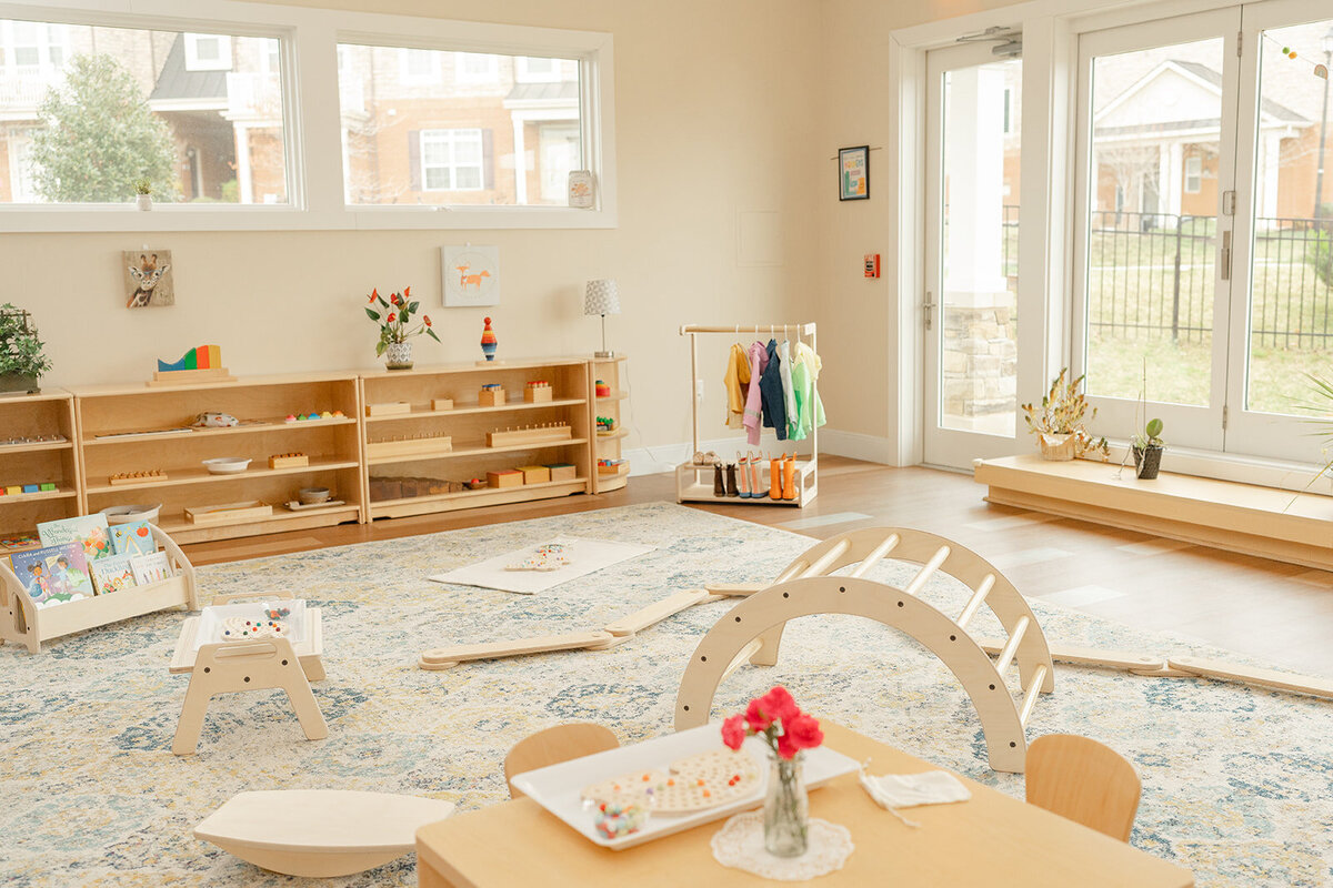 kids’ wooden toys in a classroom setting taken by a Northern Virginia product photographer