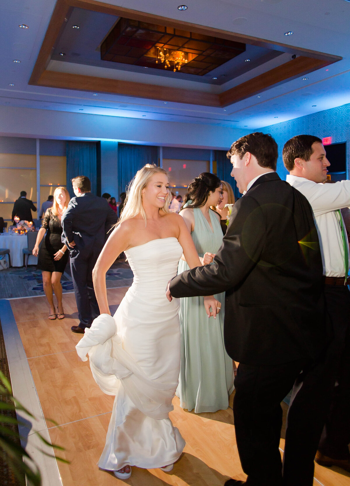 people dancing at the wedding reception at the fairmont hotel