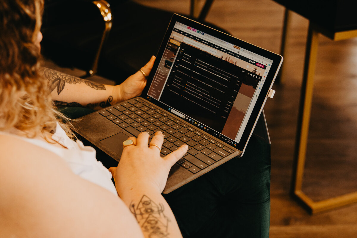 web designer working on laptop