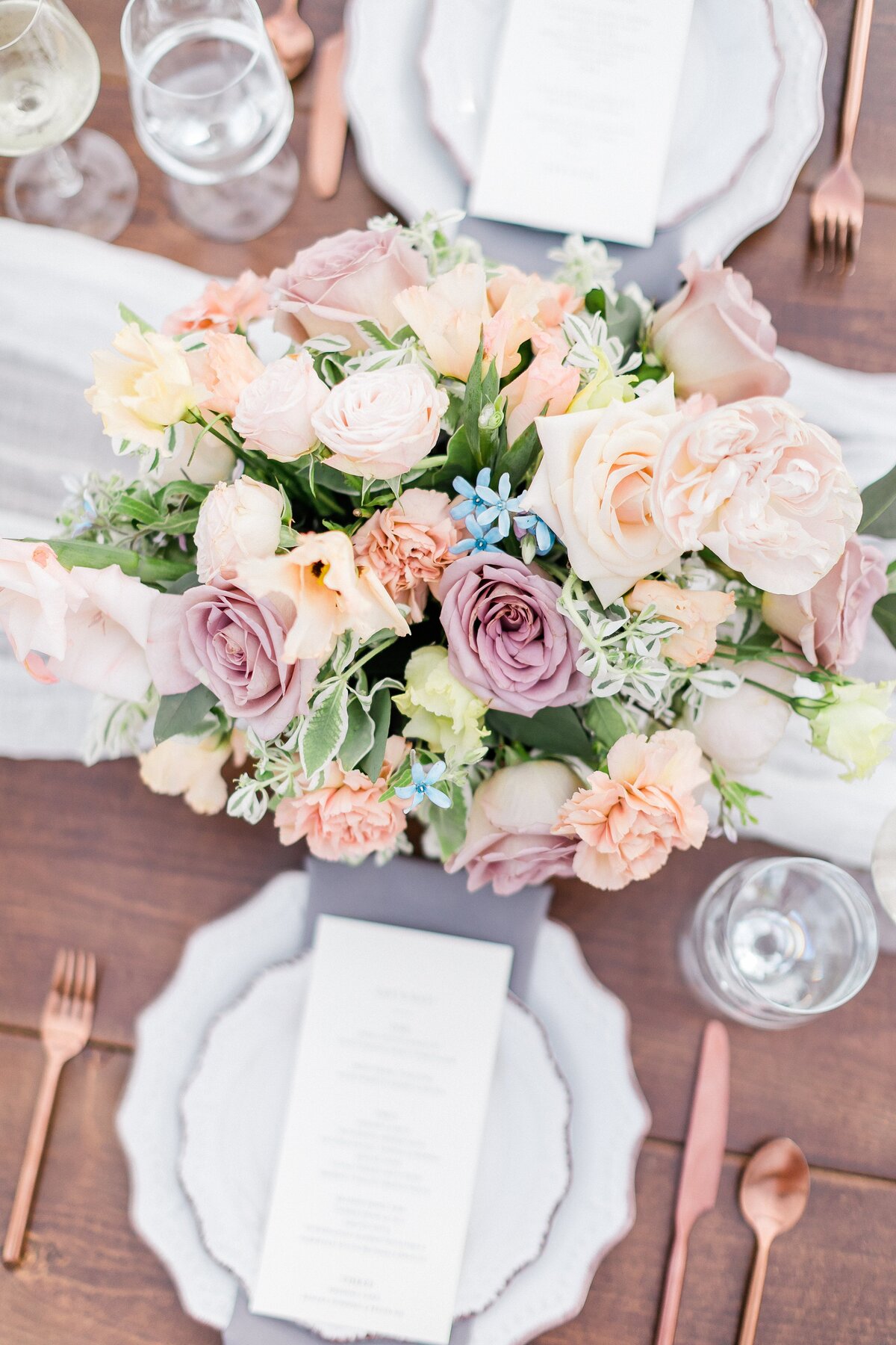 Pastel centerpiece and place settings