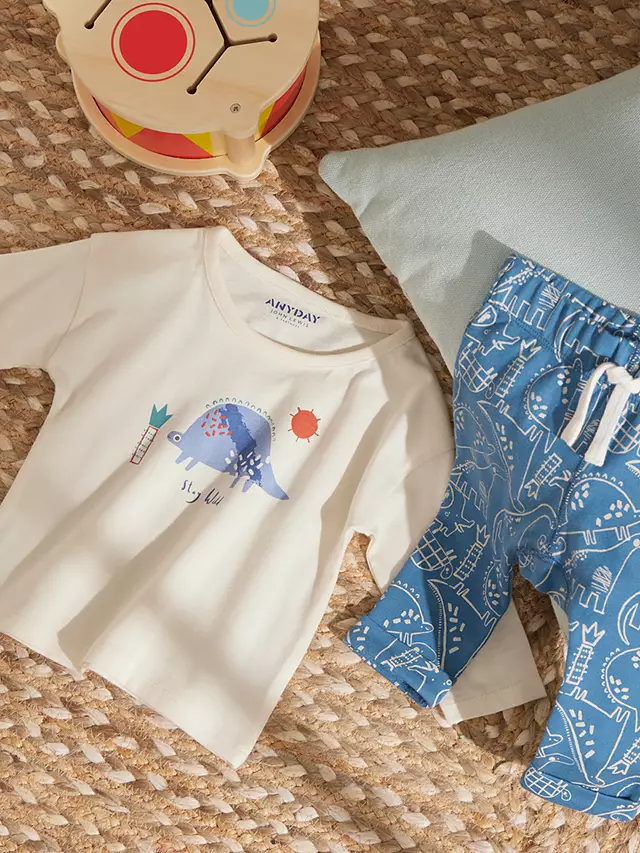 John Lewis & Partners Baby Dinosaur Top and Joggers Set, Multi