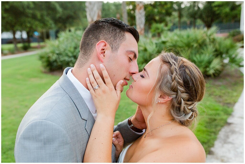 bride and groom romantic kiss north carolina wedding photographer tracy waldrop