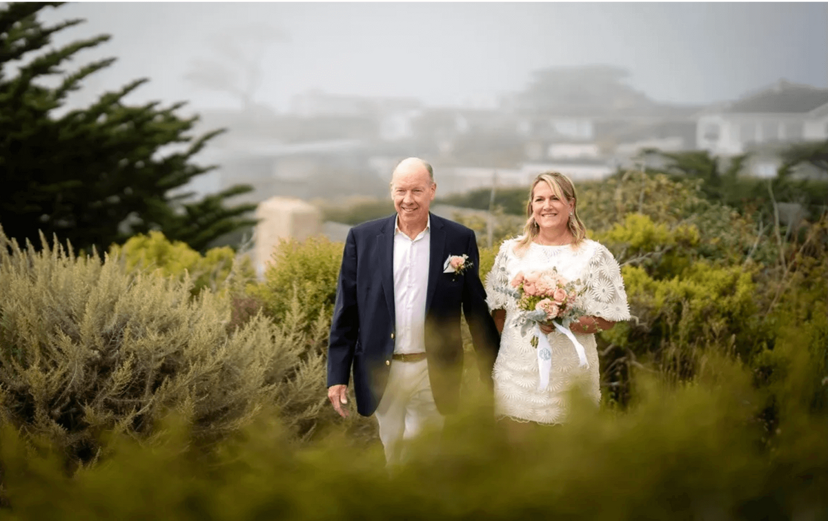 Elopement ceremony on the coastline at Mission Ranch Hotel in Carmel-by-the-Sea, CA