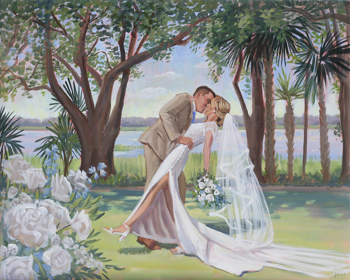 Live Wedding Painting of Lowndes Grove Wedding