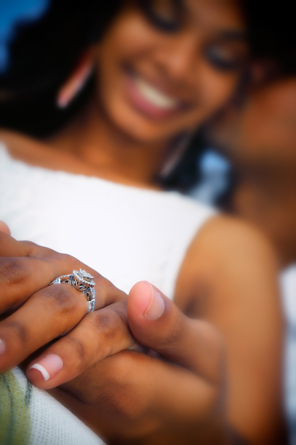 Close-up shot of engagement ring. Photo by Ross Photography, Trinidad, W.I..