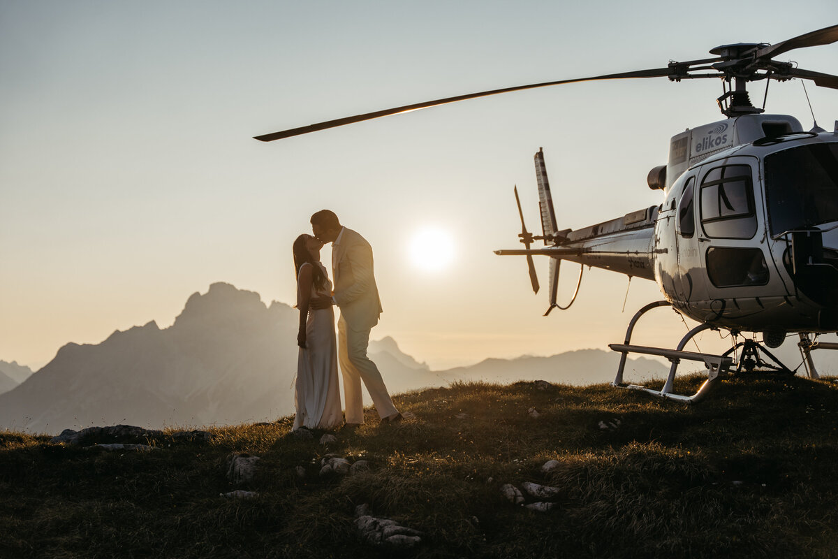 romantic couple mountain portraits Dolomites elopement