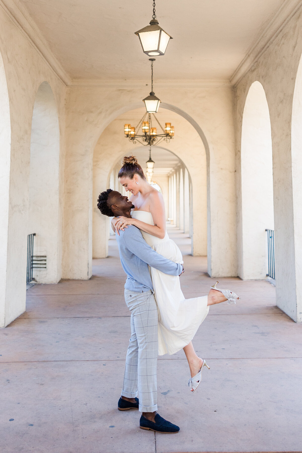 balboa-park-engagement-session-san-diego-lift-in-hallway
