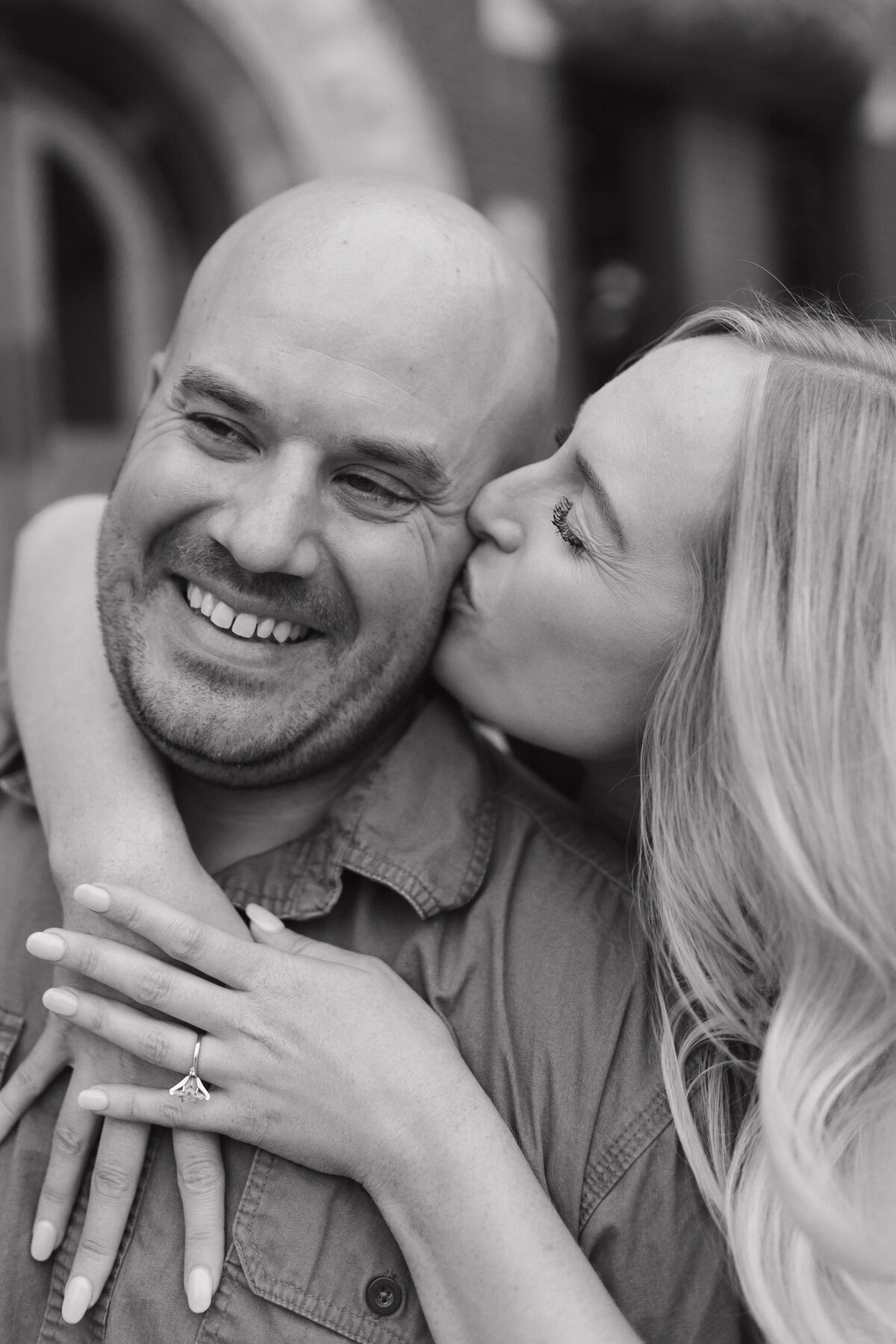 Black and white Indianapolis engagement photography session