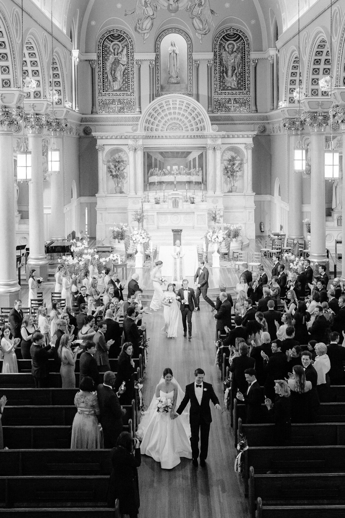 Wedding processional at St. Ceclia's Church in Boston