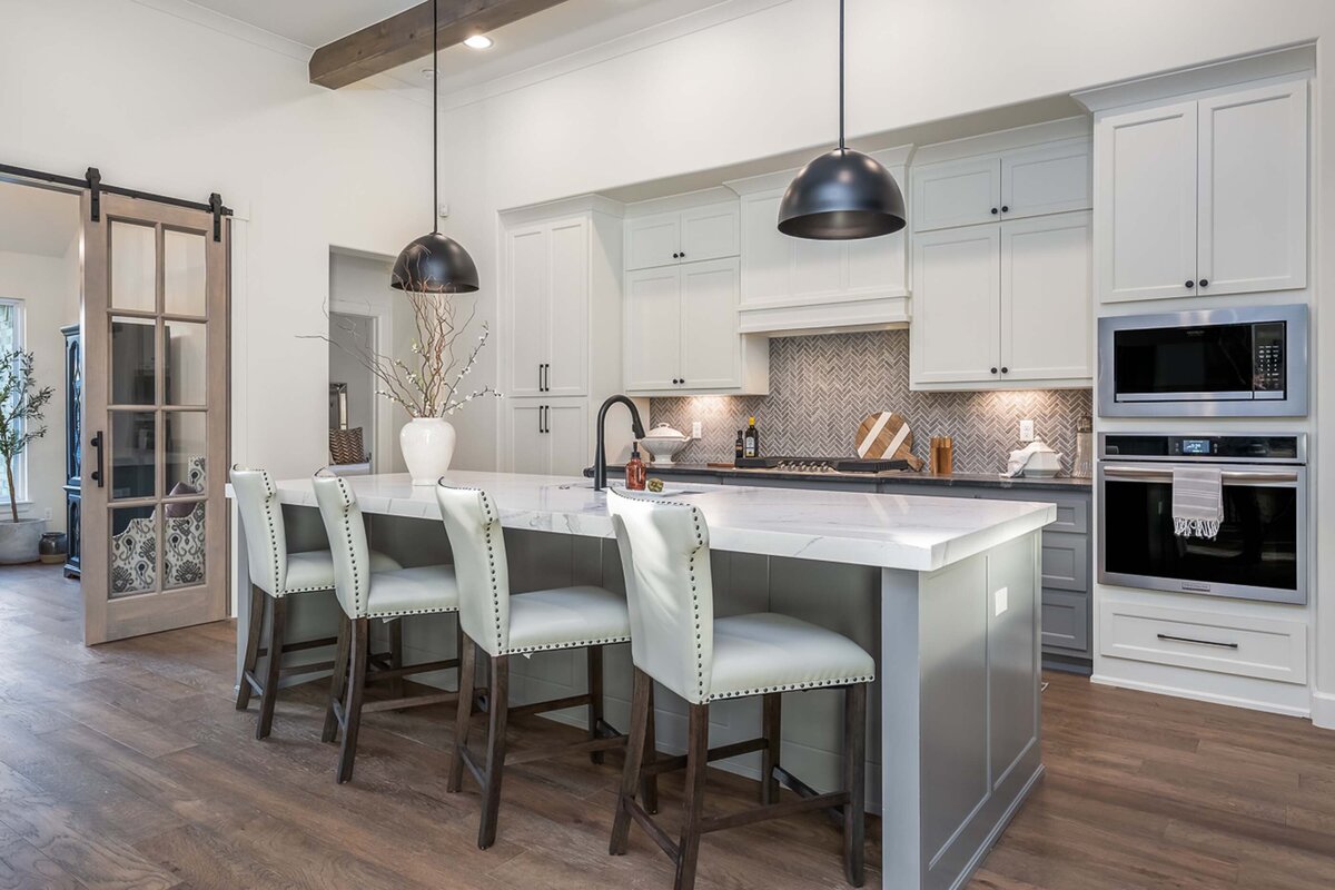 Tulsa New Home Gray and White Kitchen 1 Boulevard Interiors Southern Homes