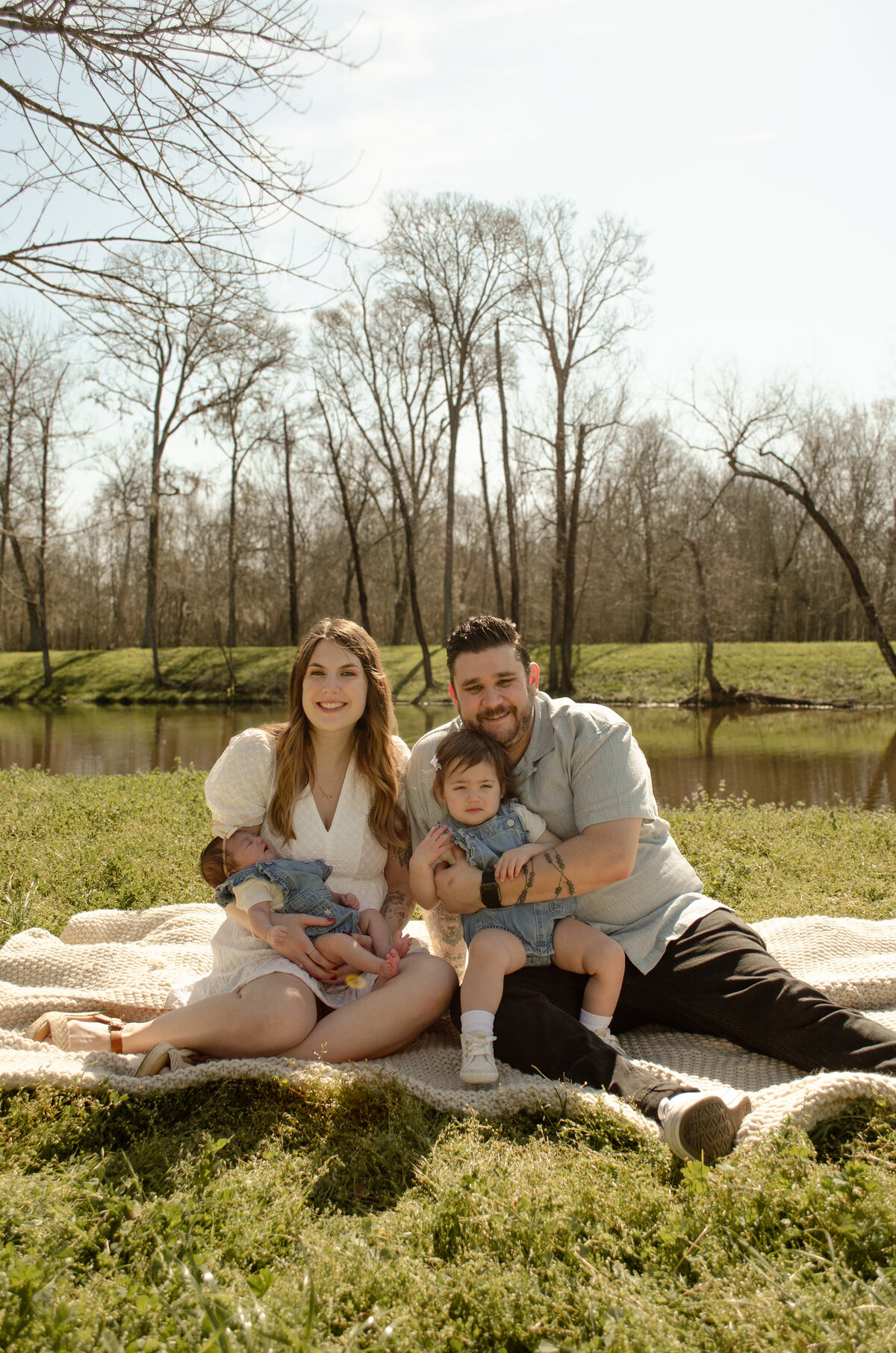 family of 4 poses 