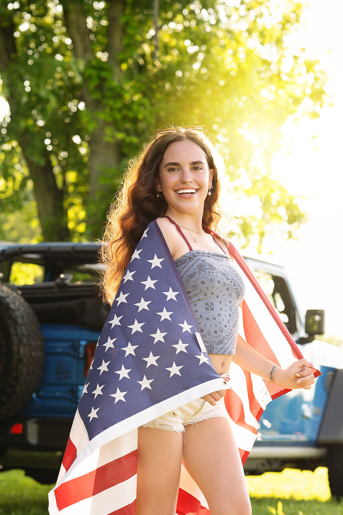 Cleveland-Akron-Senior-Portrait-model-team-flag