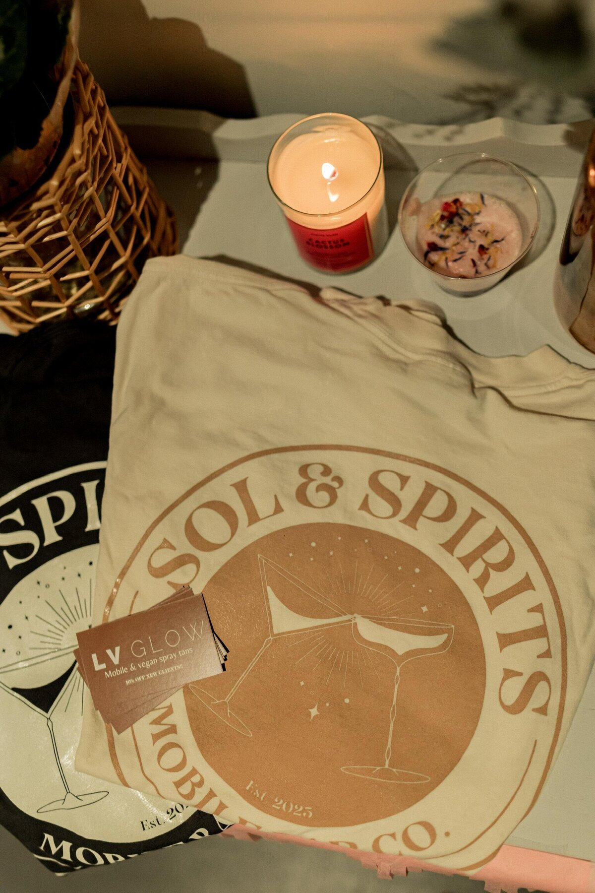 Sol & Spirits tee shirt with logo on it