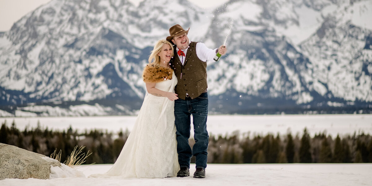 snowshoe wedding Wyoming Wedding photography by Terri Attridge