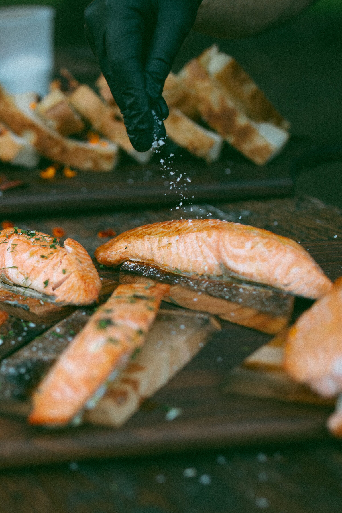 Salmon from Red Hills  being salted.