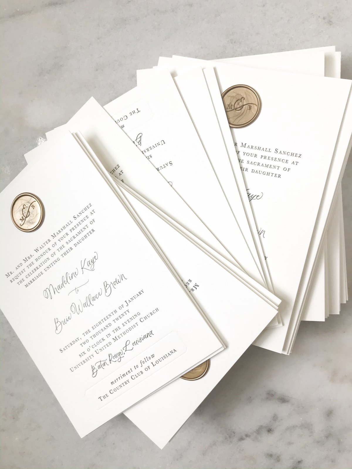 wax seal on wedding invitation