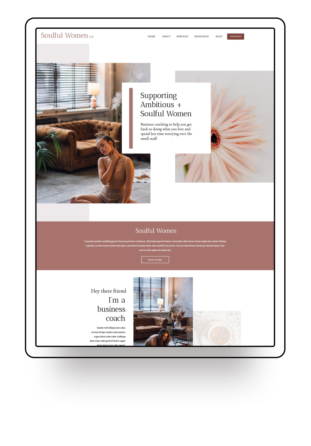 Website template offered for showit template customisation services Palme Design Co