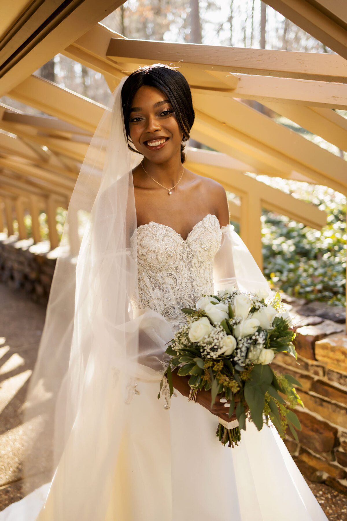 a bride ready for her wedding day at Mildred B Cooper wedding chapel