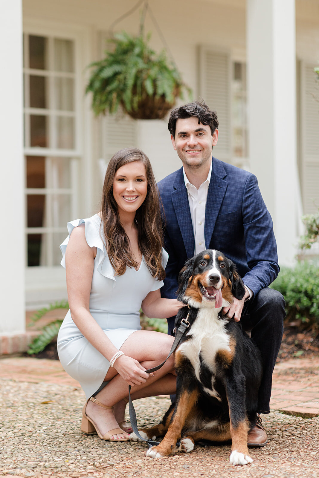 At home engagement photos with dog