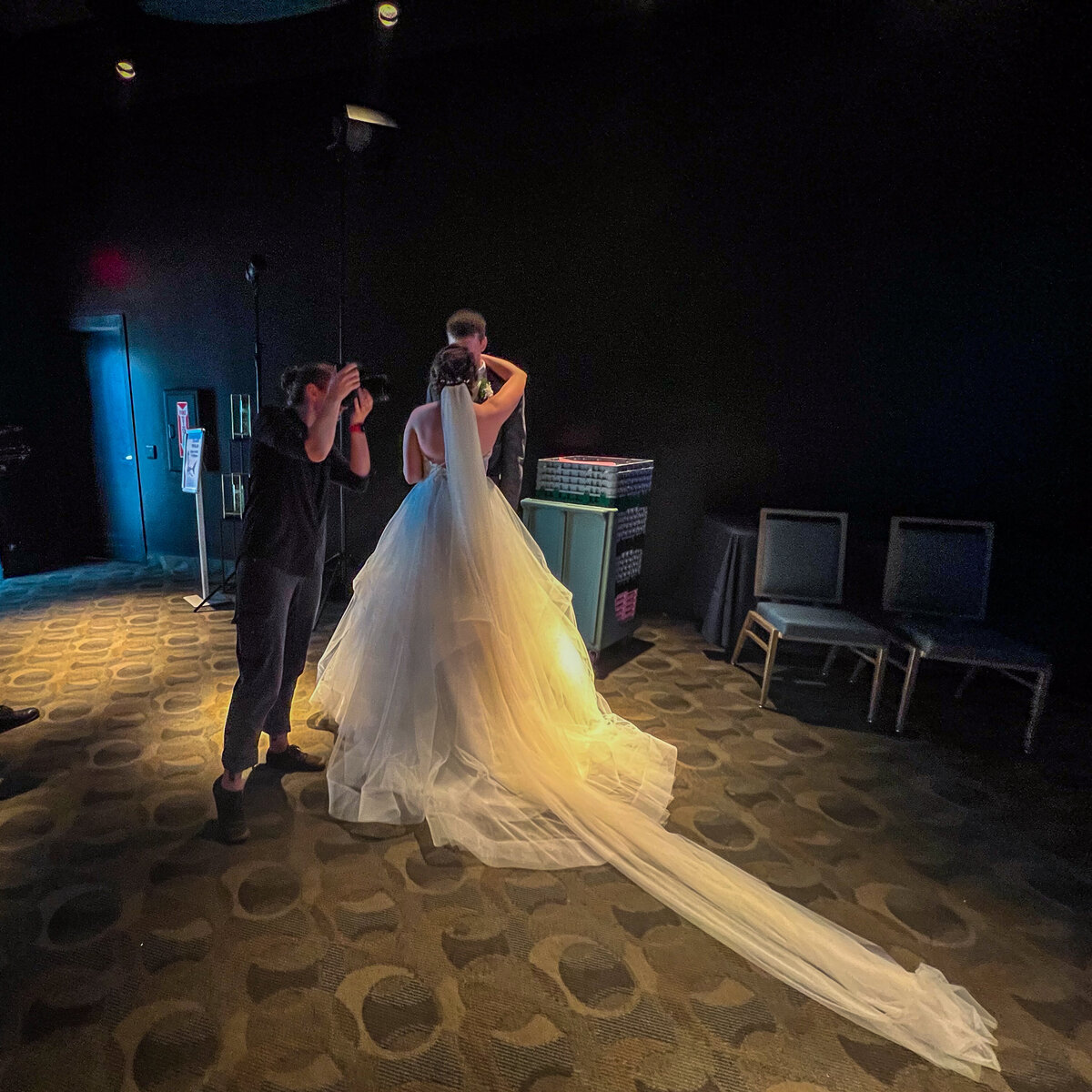 Fox & Brazen poses clients at Adventure Aquarium for wedding
