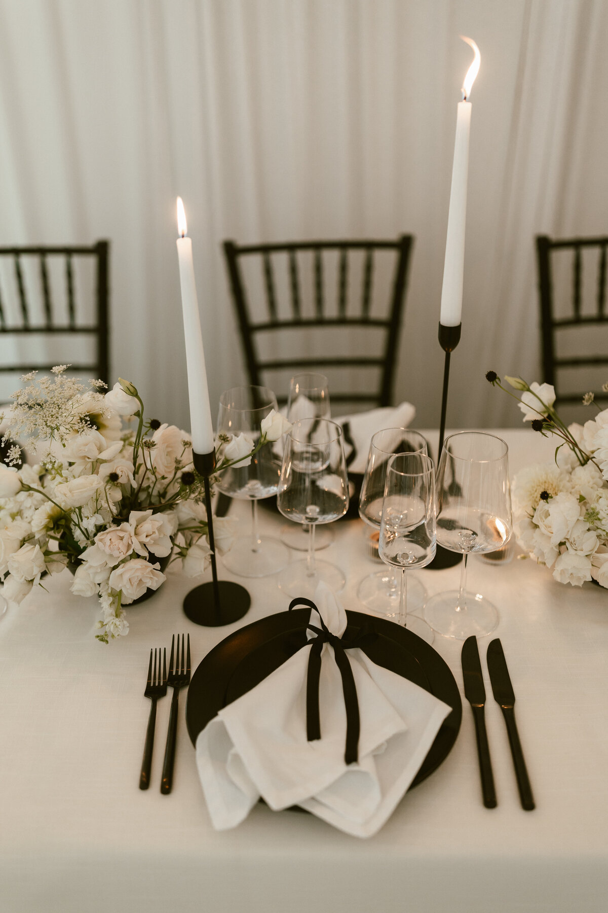 Sibley Events and Design - Black and White place setting