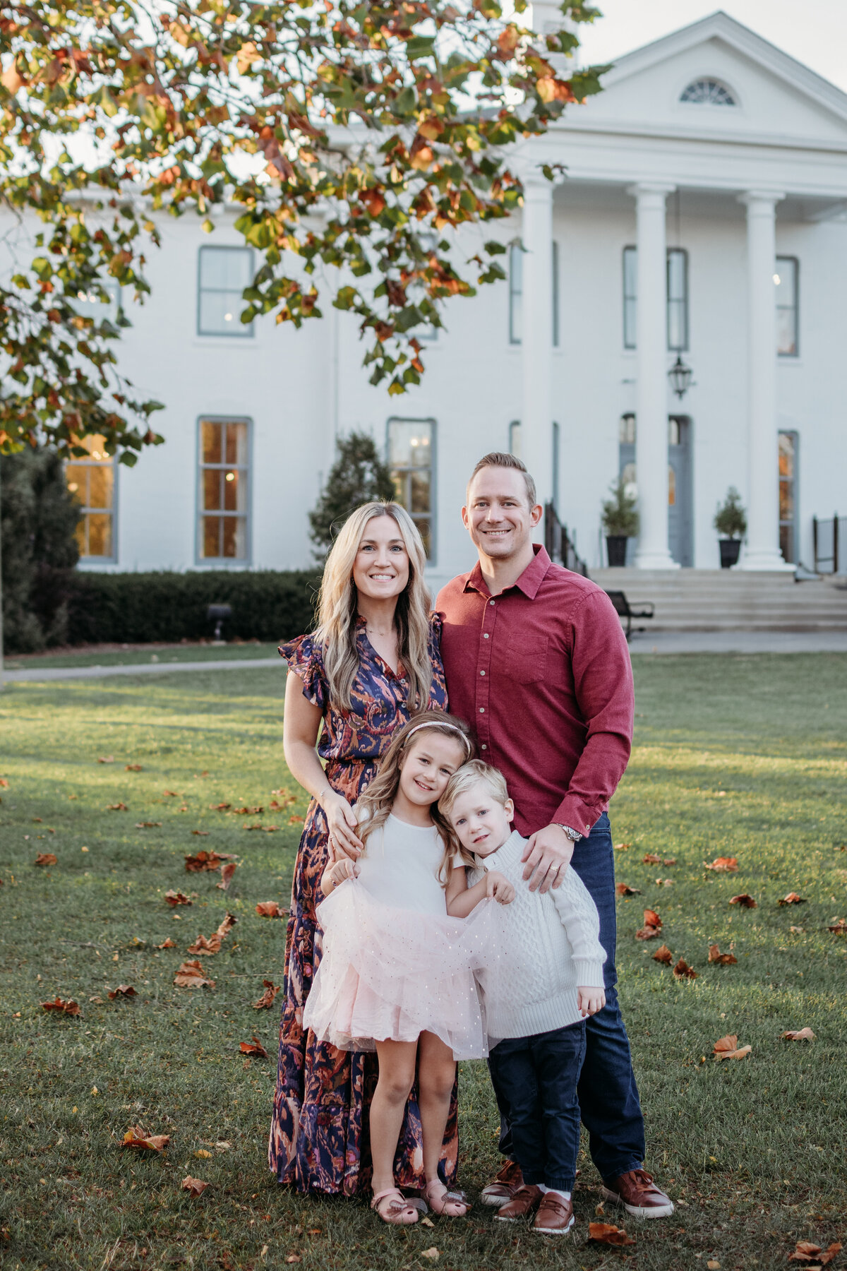 Candid family photo taken in ELmhurst iL, during a golden hour family photography session