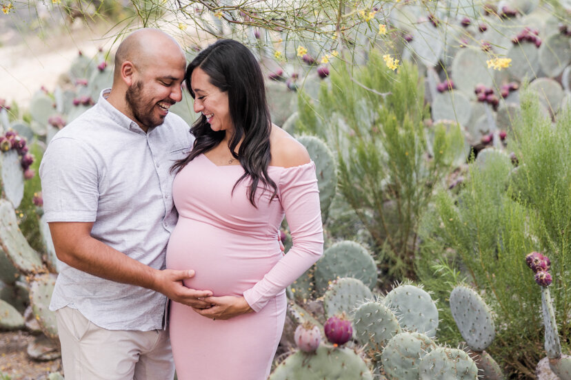 man and pregnant wife at cactus garden balboa park san diego
