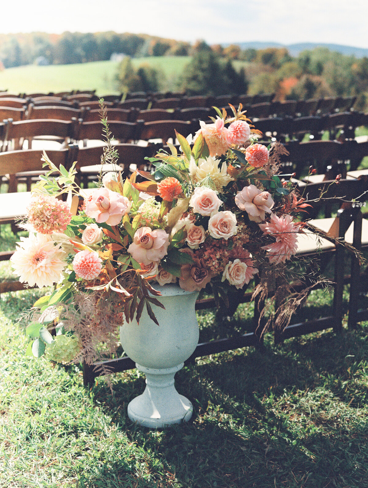 large flower display for wedding ceremony by Wild Dahlia Florals