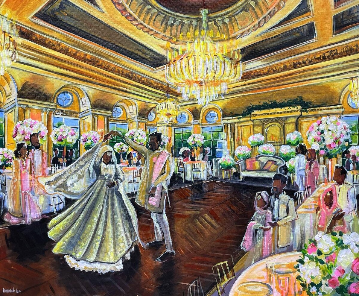 Hannah Paints Events - live wedding painting Park Chateau wedding reception