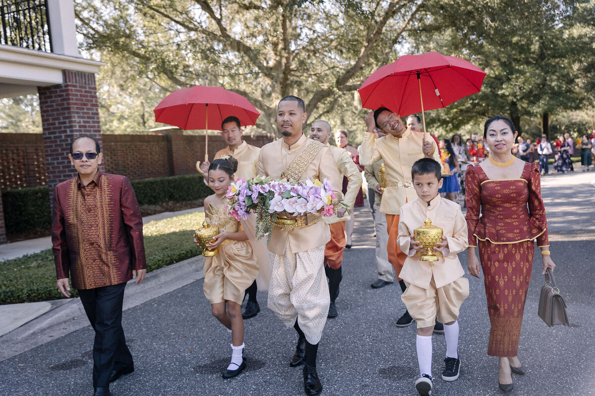 Groom parade during Traditional Khmer Wedding in Jacksonville, FL | Cambodian Wedding Photography | Phavy Photography, Cambodian Wedding Photographer