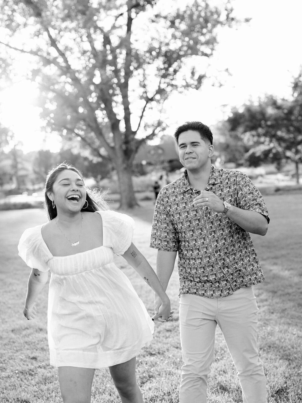 Documentary style black and white engagement photos in Colorado.