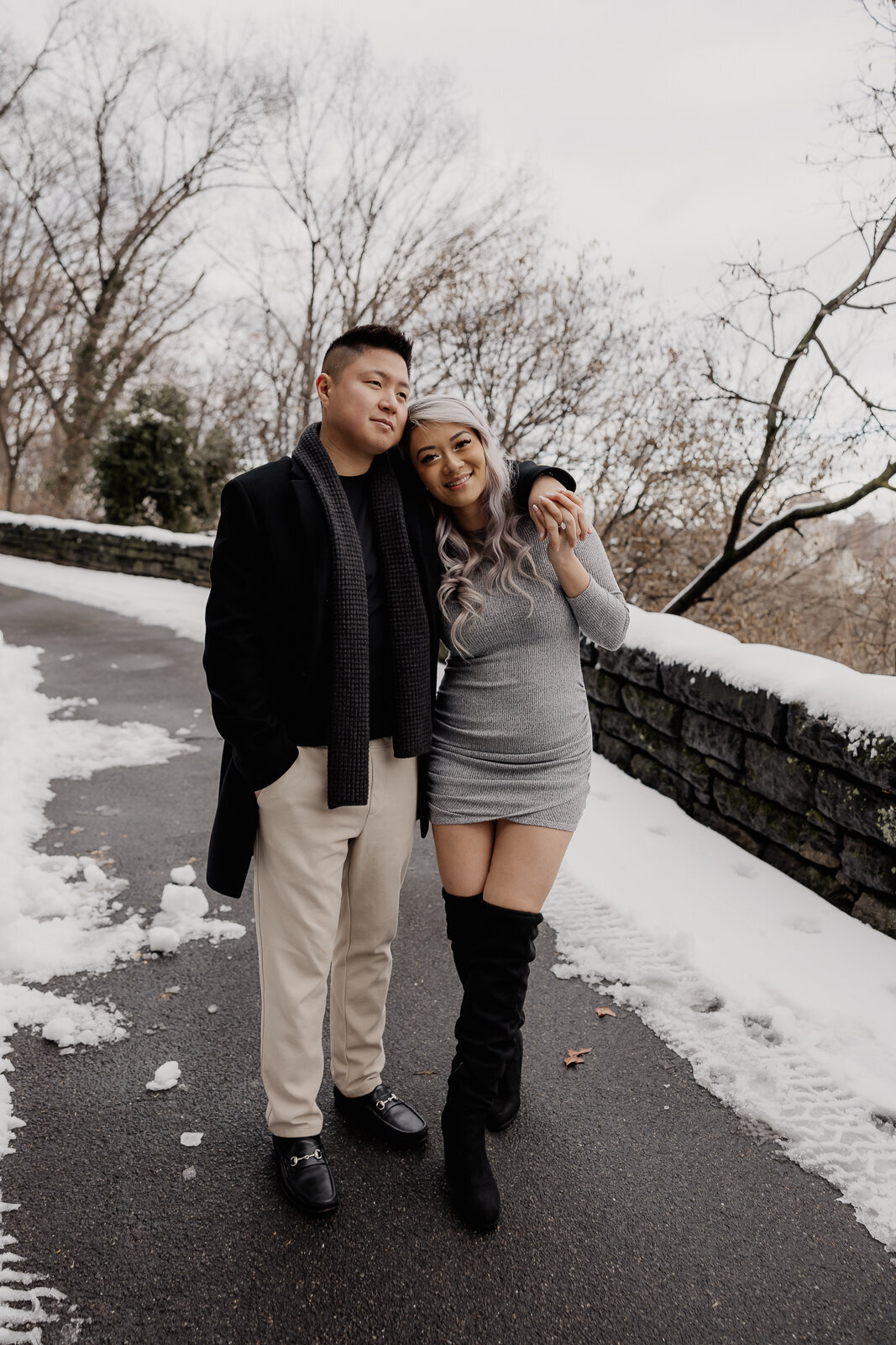 Engagement Photos in the snow at Fort Tryon Park NYC