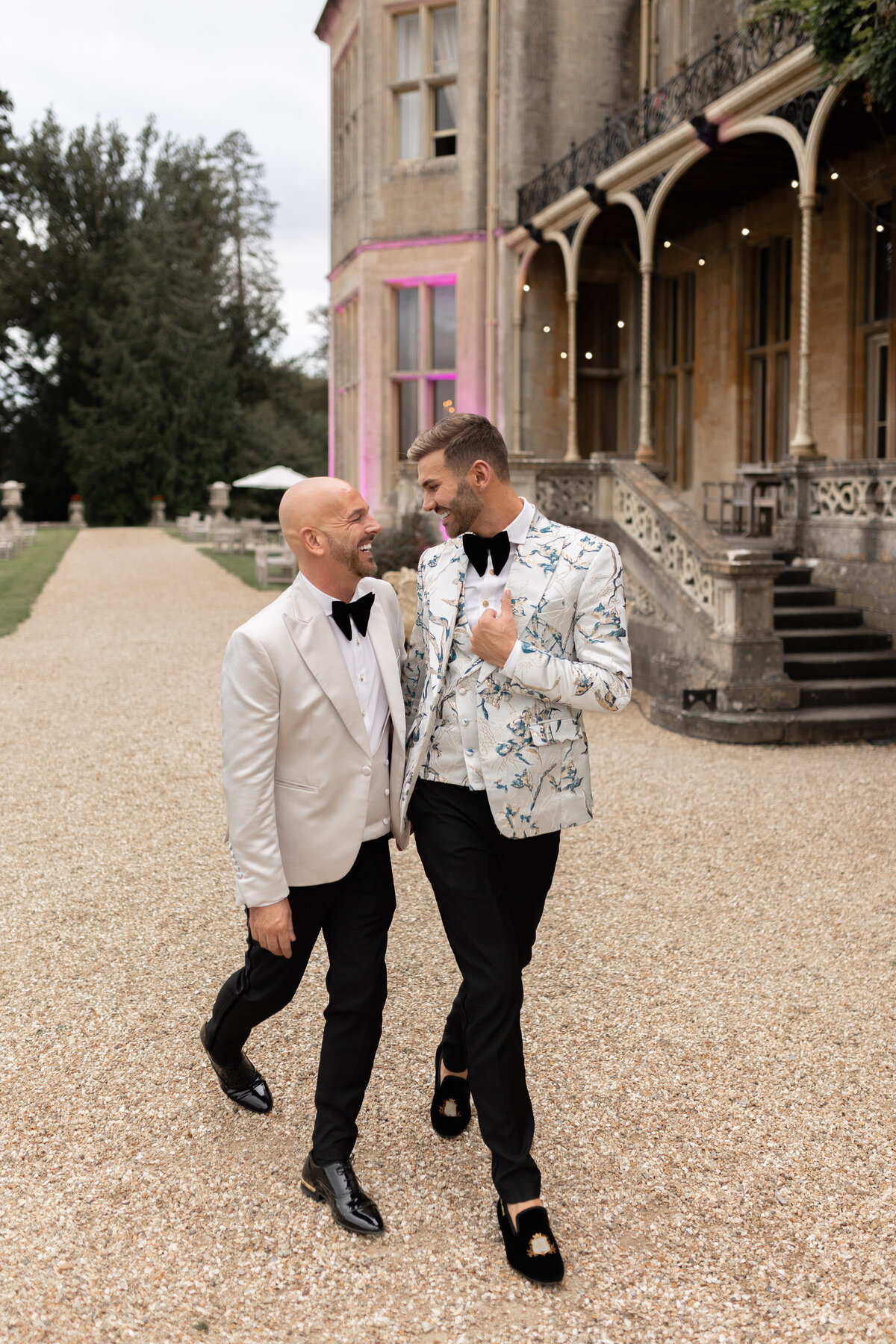 Editorial couple portraits at luxury same sex wedding at Orchardleigh Estate