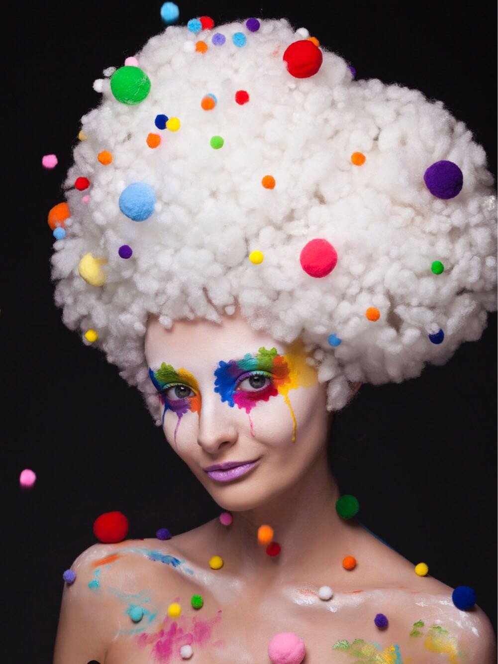 rainbow clown editoral makeup