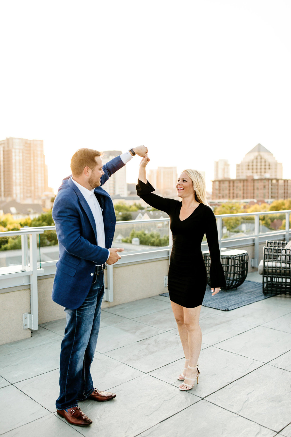 Eric & Megan - Downtown Dallas Rooftop Proposal & Engagement Session-92