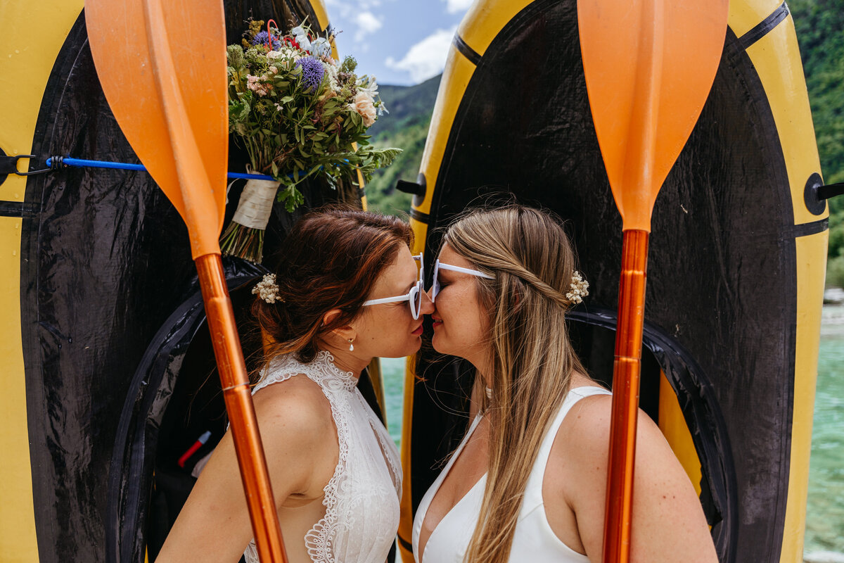 Kayak adventure elopement in Slovenia