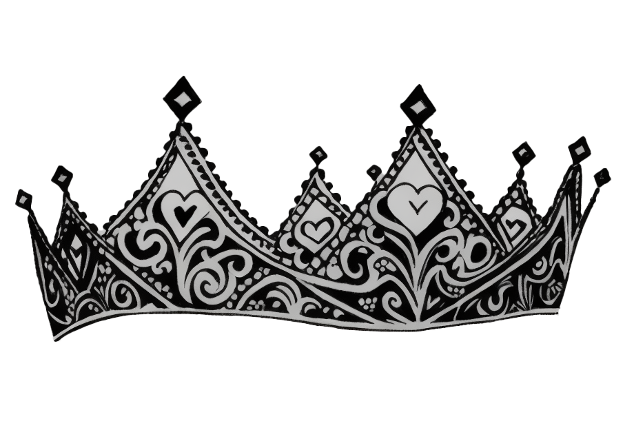 Artistic drawing of a wedding-themed crown, symbolizing the royal essence of love and commitment, ideal for wedding invitations or decor.