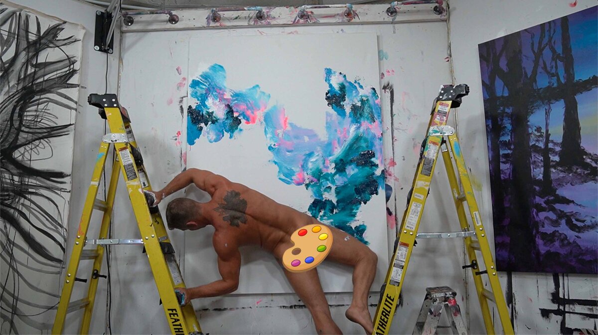 Brent Ray Fraser Double Ladder Wall Abstract Penis Painting 2021 03