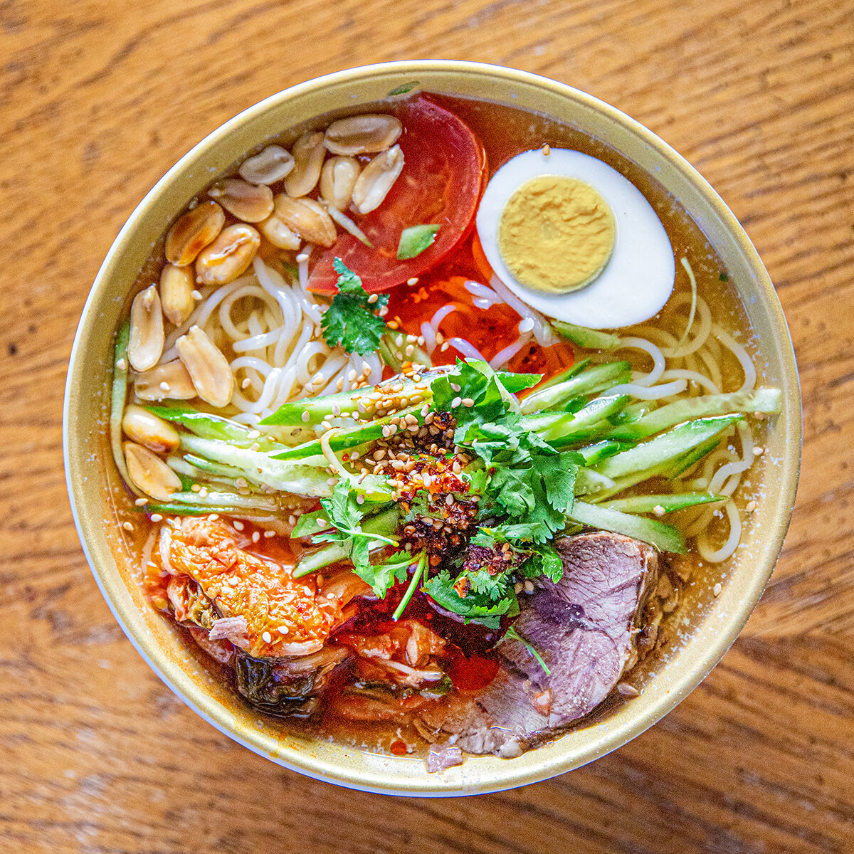 noodle soup top down photograph by nancy ingersoll