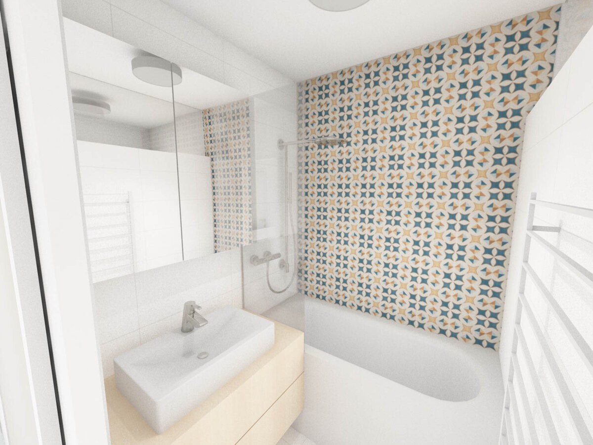 návrh interiéru panelový byt koupelna