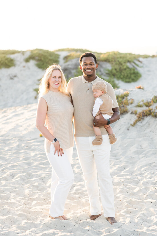 couple-with-baby-in-sand-dunes-Coronado-family-portrait