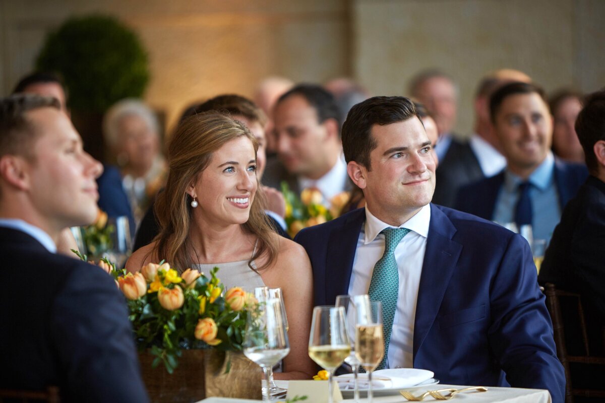 Bride and Groom at Rehearsal Dinner Barnes Foundation