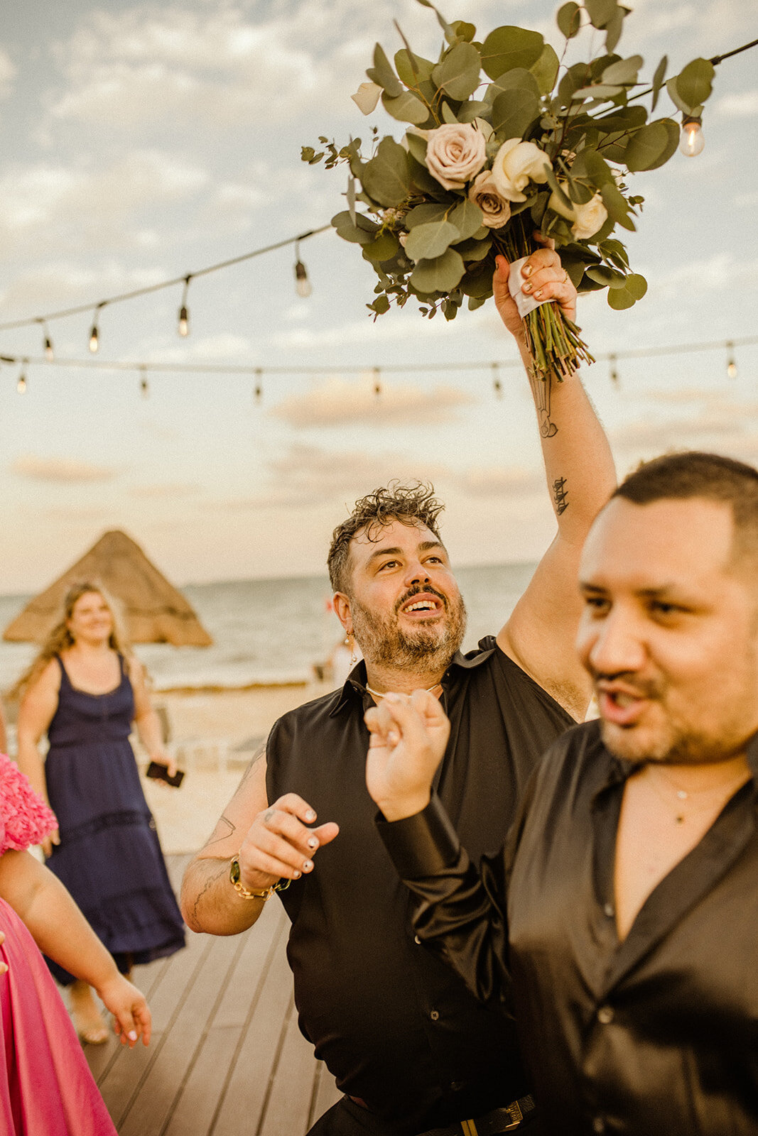 f-mexico-cancun-dreams-natura-resort-queer-lgbtq-wedding-details-cocktail-reception-by-the-beach-52