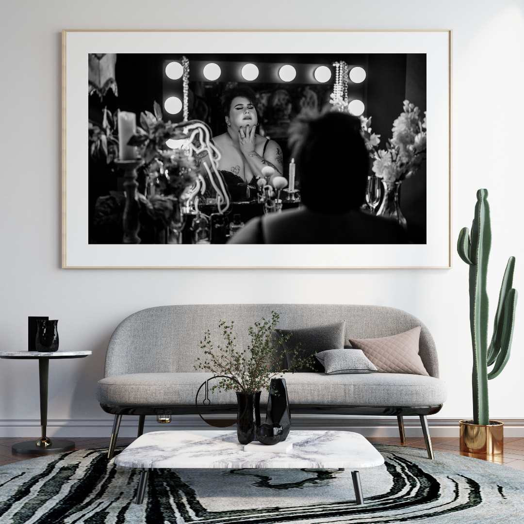 Grey Modern 3D Illustration Wall Frame Mockup Instagram Post