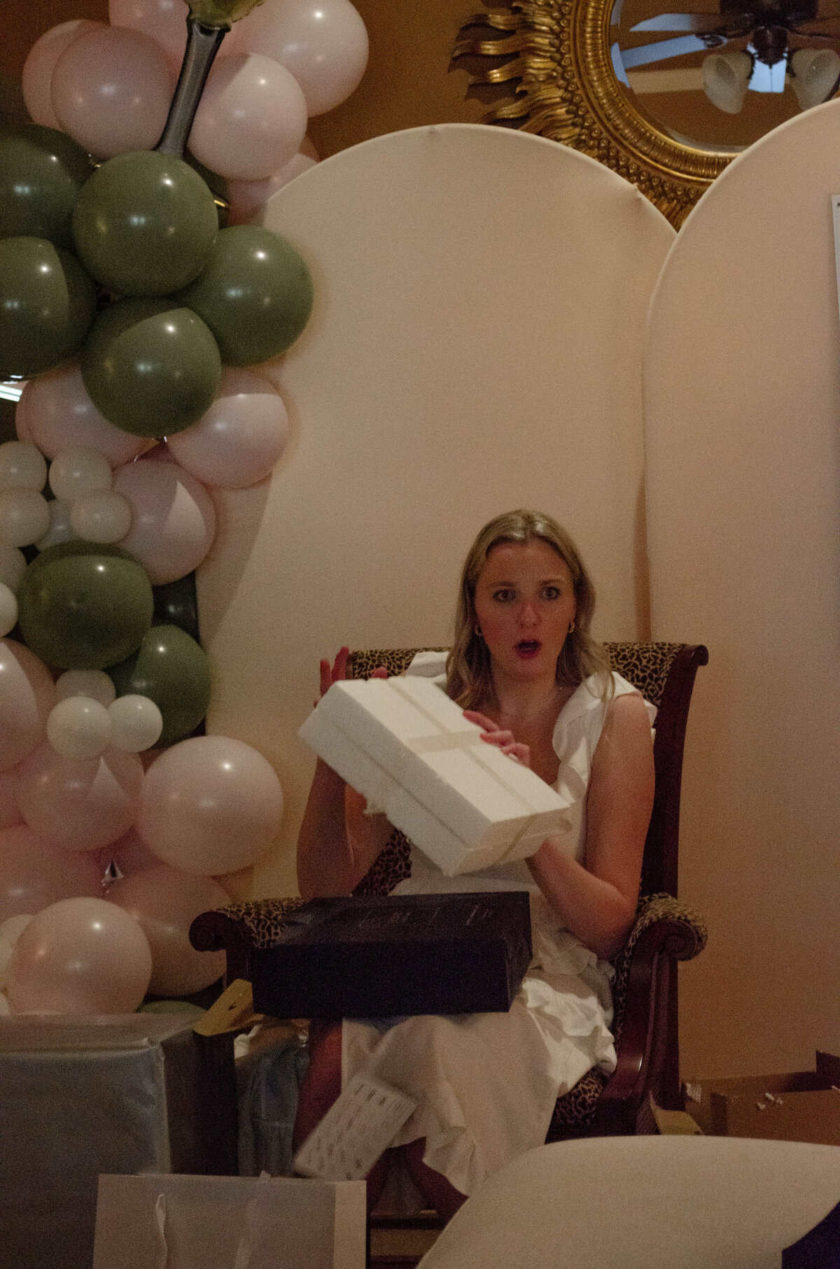 bridal shower gift reaction photo