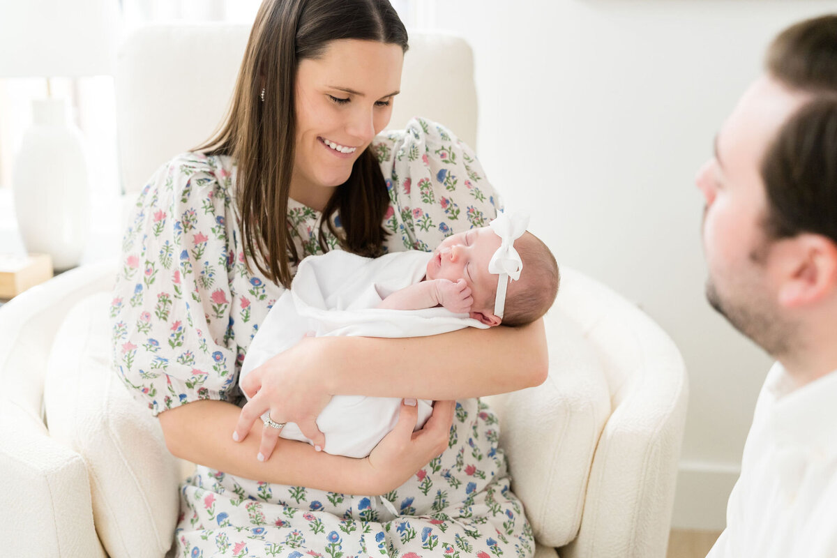 Lifestyle session capturing newborn’s first days at home in Austin, TX.