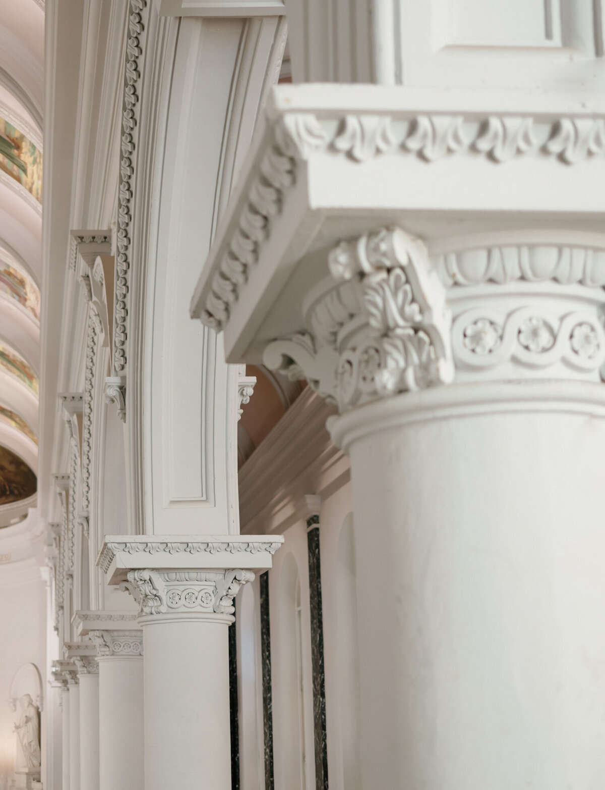 Ornate architectural detail of pillars in St. Peter and Paul, Detroit