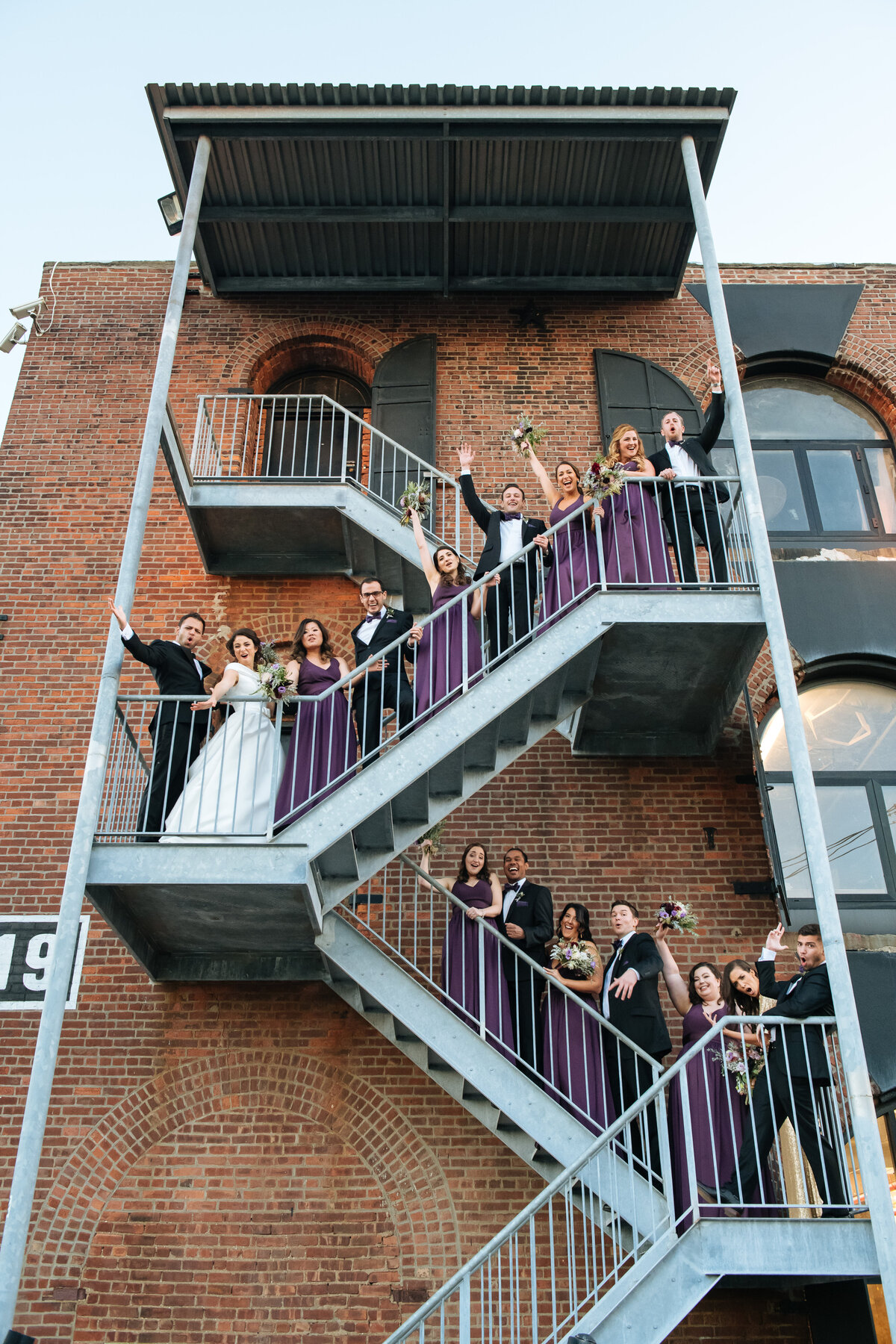wedding-party-stairs-cheers
