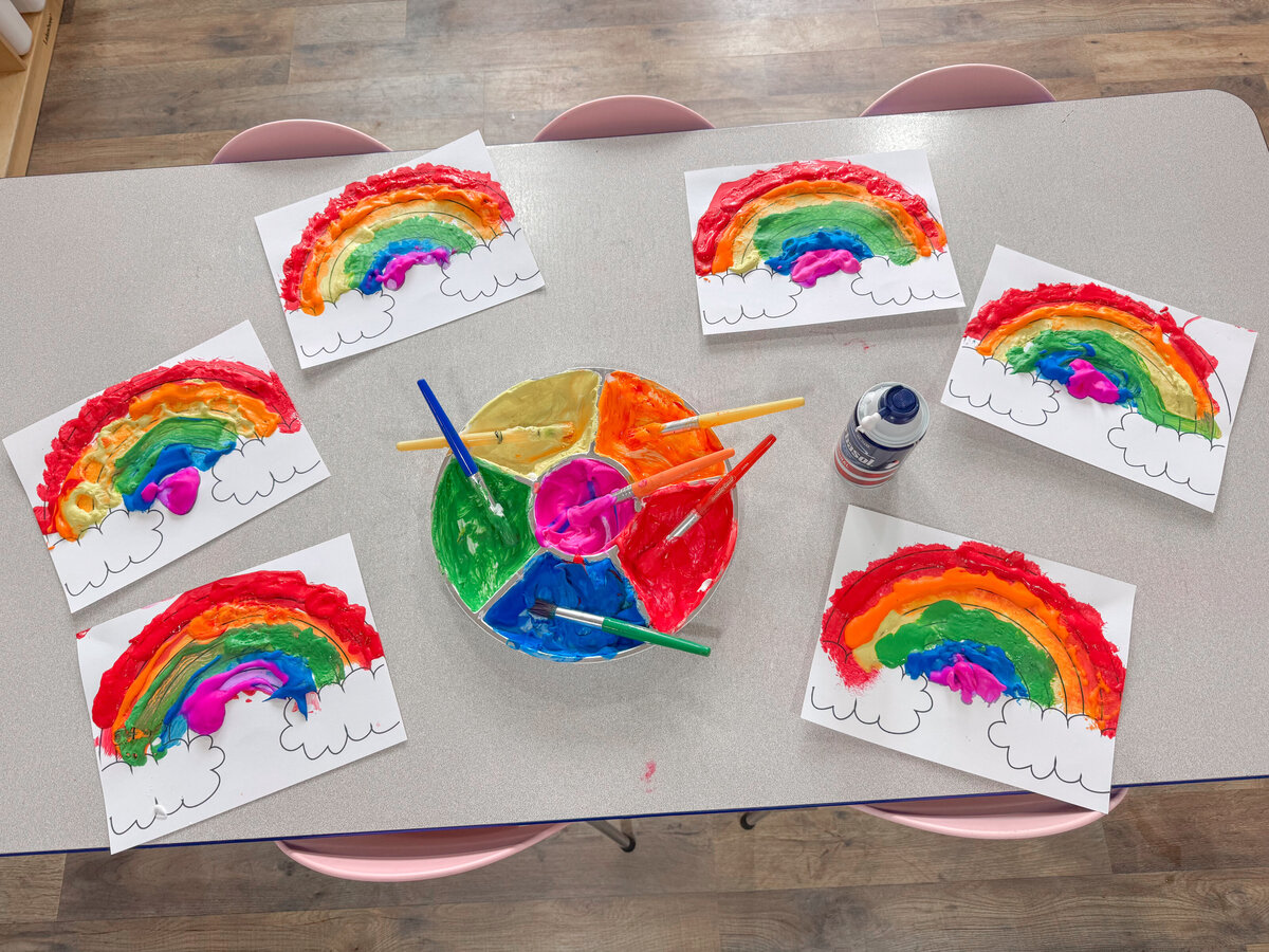 Rainbow Shaving Cream crafts at House Of Parker Preschool  in Gorham Maine 